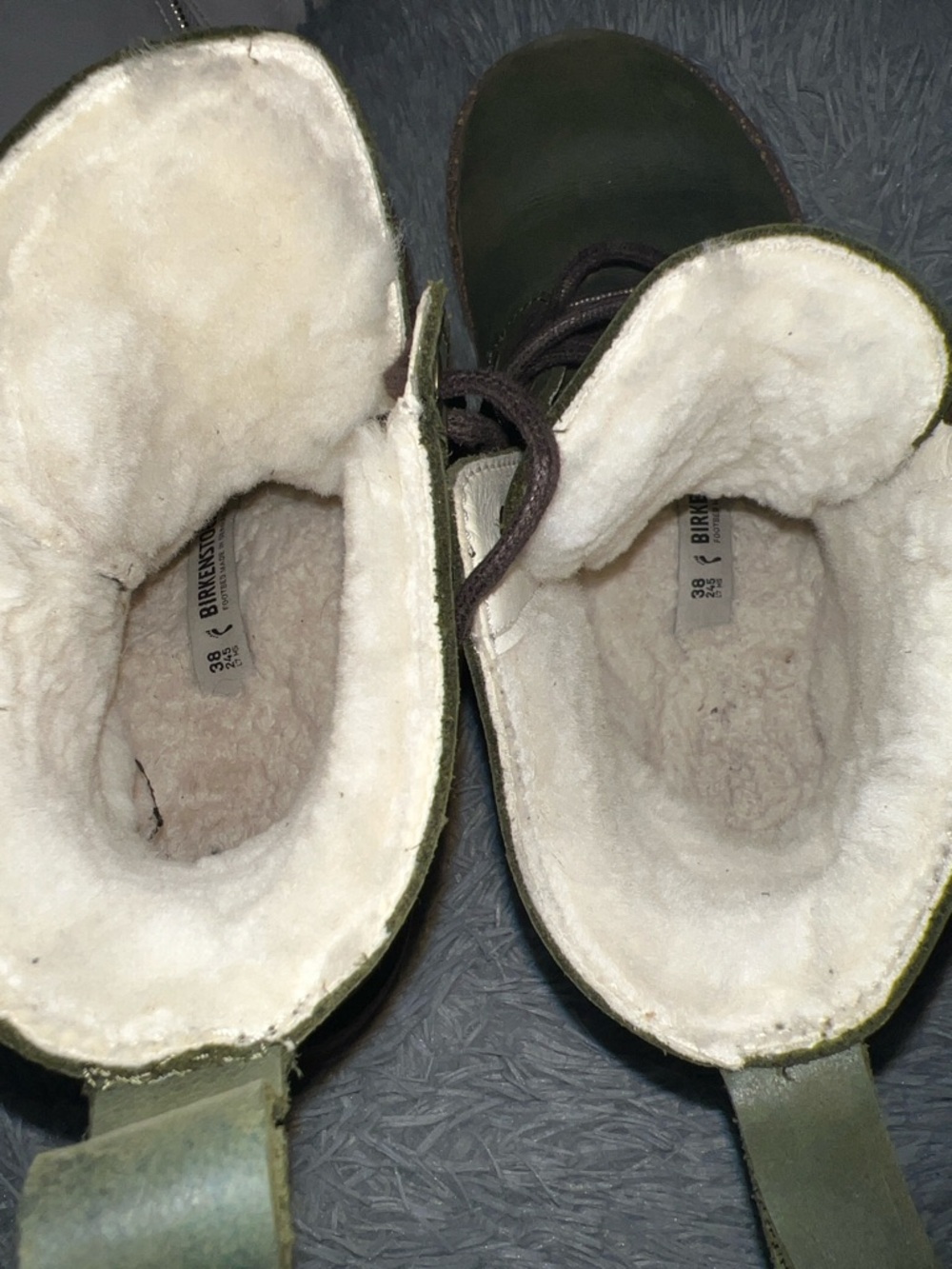 Birkenstock Olive Green Leather Shearling-Lined Boots - Picture 4 of 6